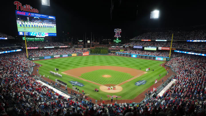 Pregame ceremonies during Game 2 of the NLCS at Citizens Bank Park.