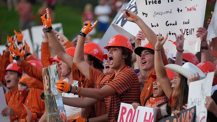 Sep 10, 2022; Austin, TX, USA; Fans watch ESPN College GameDay before the start of the UT vs. Alabama game on Saturday, September 10, 2022.