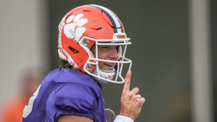 Clemson quarterback Cade Klubnik (2) during Spring Practice in Clemson, S.C. Monday, March 24, 2025.