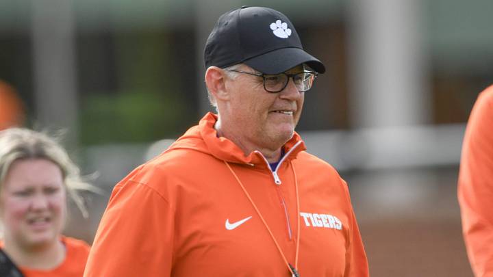 Clemson defensive coordinator Tom Allen during Spring Practice in Clemson, S.C. Monday, March 24, 2025.