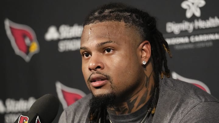 Arizona Cardinals 2024 NFL Draft pick Xavier Thomas (fifth round) during a news conference at the Dignity Health Arizona Cardinals Training Center on May 14, 2024, in Tempe.