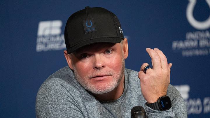 Indianapolis Colts general manager Chris Ballard speaks with the media