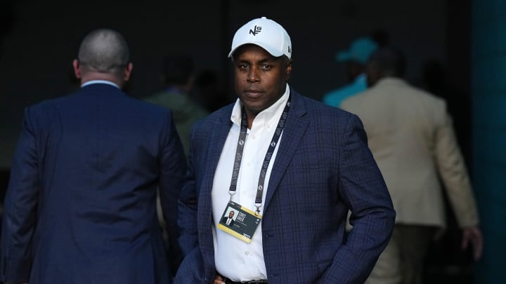 Miami Dolphins General Manager Chris Grier waits for his team to come off the field after defeating the Cleveland Browns 39-17 at Hard Rock Stadium in Miami Gardens, Nov. 13, 2022.

Photos Cleveland Browns V Miami Dolphins 43