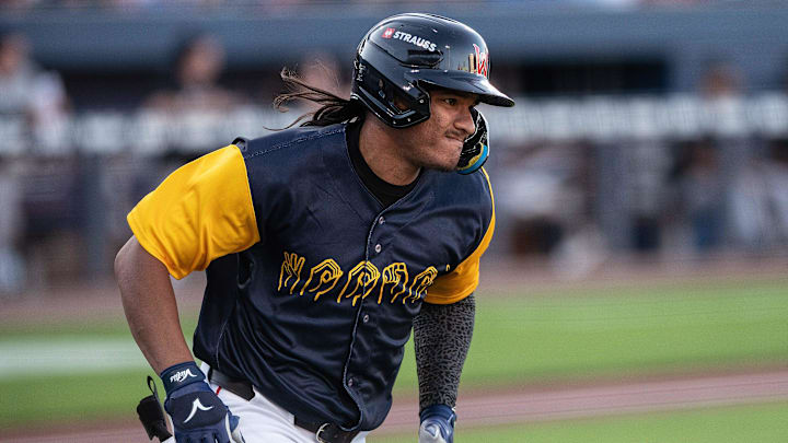 WooSox outfielder Jhostynxon Garcia hustles to first base versus the Scranton/Wilkes-Barre Rail Riders on Friday July 18, 2025 at Polar Park in Worcester. WooSox outfielder Jhostynxon Garcia hustles to first base versus the Scranton/Wilkes-Barre Rail Riders on Friday July 18, 2025 at Polar Park in Worcester.