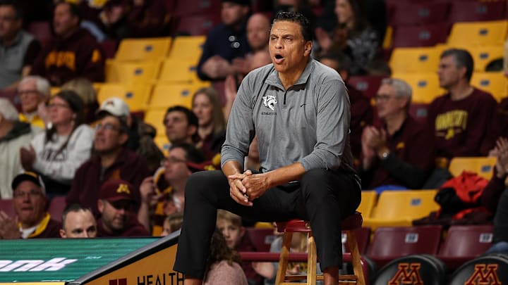 Dec 1, 2024; Minneapolis, Minnesota, USA; Bethune-Cookman Wildcats head coach Reggie Theus reacts during the first half against the Minnesota Golden Gophers at Williams Arena. Mandatory Credit: Matt Krohn-Imagn Images Dec 1, 2024; Minneapolis, Minnesota, USA; Bethune-Cookman Wildcats head coach Reggie Theus reacts during the first half against the Minnesota Golden Gophers at Williams Arena. Mandatory Credit: Matt Krohn-Imagn Images