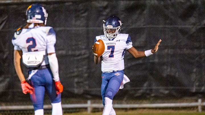 Lafayette Christian QB Braylon Walker celebrates Lafayette Christian QB Braylon Walker celebrates