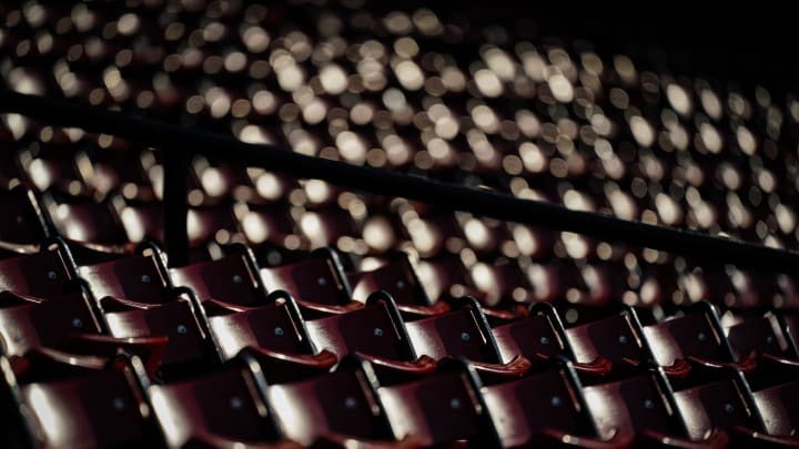 Jul 28, 2020; Boston, Massachusetts, USA; Empty seats at Fenway Park before the start of the game against the New York Mets and Boston Red Sox. Mandatory Credit: David Butler II-USA TODAY Sports