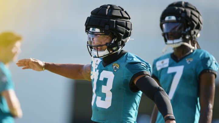 Jacksonville Jaguars wide receiver Christian Kirk (13) on the field on the fifth day of the NFL football training camp practice session Monday, July 29, 2024 at EverBank Stadium's Miller Electric Center in Jacksonville, Fla..