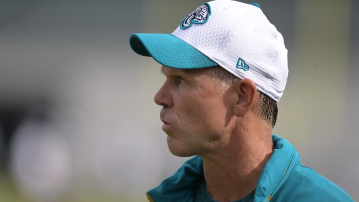 Jaguars general manager Trent Baalke on the field during the second day of an NFL football training camp practice session Thursday, July 25, 2024 at EverBank StadiumÕs Miller Electric Center in Jacksonville, Fla.