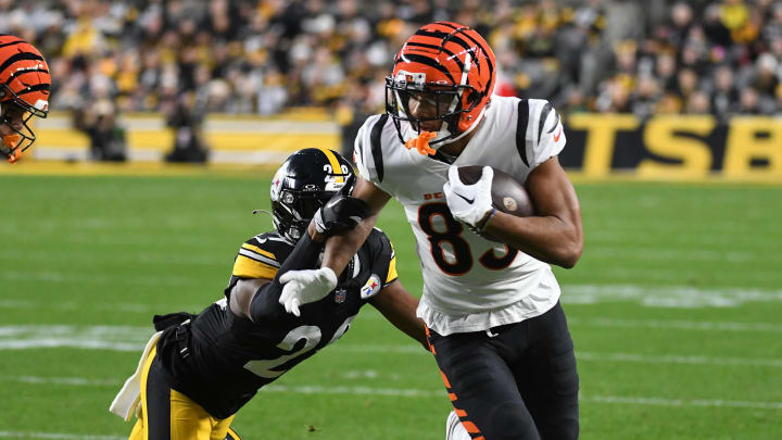 Dec 23, 2023; Pittsburgh, Pennsylvania, USA; Cincinnati Bengals wide receiver Tyler Boyd (83) is Dec 23, 2023; Pittsburgh, Pennsylvania, USA; Cincinnati Bengals wide receiver Tyler Boyd (83) is