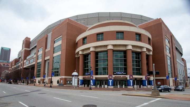 Mar 15, 2020; St. Louis, Missouri, USA;  A general view of The Dome at Americas Center which is home to The St. Louis Battlehawks XFL Football team. The XFL has canceled the remaining games of the 2020 season die to the COVID-19 pandemic, Mandatory Credit: Scott Kane-USA TODAY Sports