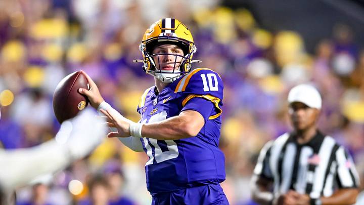 Tigers Quarterback Sam Leavitt 10, LSU Tigers take on the LA Tech Bulldogs.  September 12, 2026; Baton Rouge, Louisiana, USA;  at Tiger Stadium.