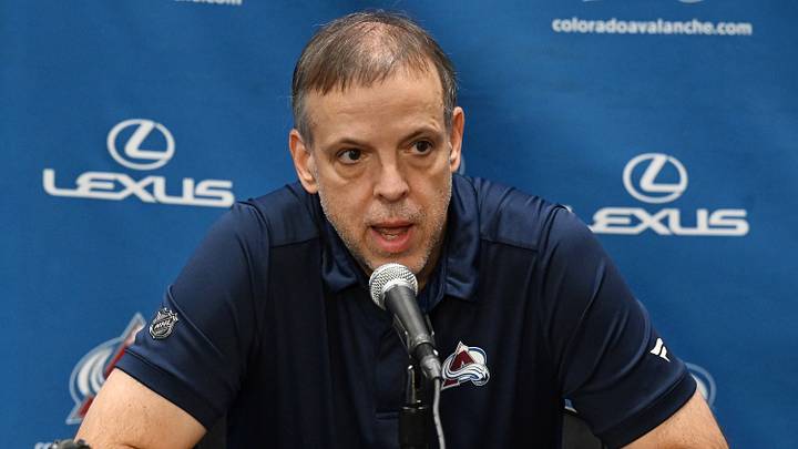CENTENNIAL, CO- OCTOBER 6: Colorado Avalanche general manager Chris MacFarland speaks during a post-practice press conference at Family Sports Center in Centennial, Colo., on Oct. 6, 2025. (Photo by RJ Sangosti/MediaNews Group/The Denver Post via Getty Images)