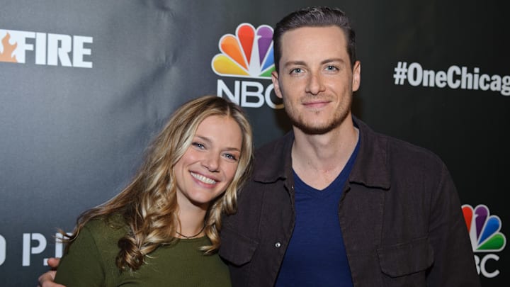 Tracy Spiridakos and Jesse Lee Soffer attend the 2018 press day for "Chicago Fire", "Chicago PD", and "Chicago Med" on September 10, 2018 in Chicago, Illinois. 