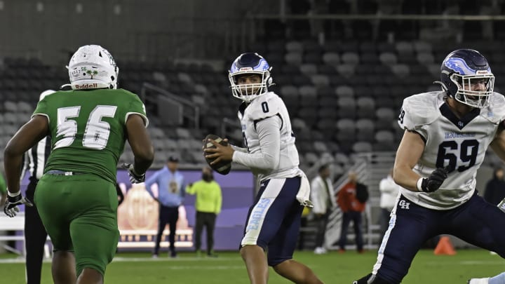 Granite Hills quarterback Zachary Benitez drops back to pass in last season's San Diego Section Open Division championship game/Photo: Justin Fine