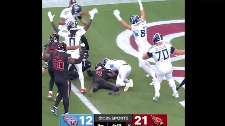 Wideout Tyler Lockett jumped on the ball in the Cardinals' end zone, awarding his team the touchdown.