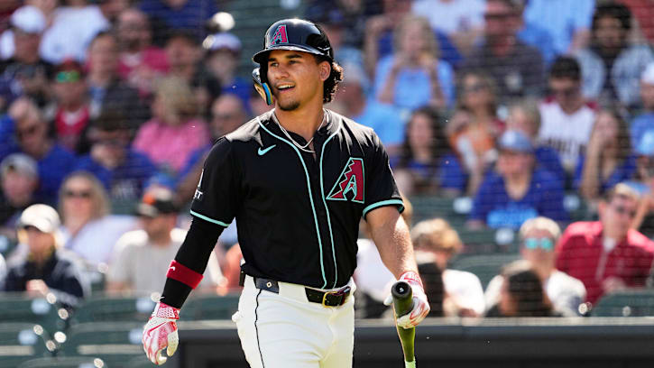 Arizona Diamondbacks Alek Thomas struck out swinging against the Kansas City Royals 