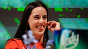 Indiana Fever player Caitlin Clark on hand during the annual State of Tourism event in Indianapolis. 