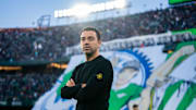 FC Barcelona coach Xavi Hernandez, seen in action during the...