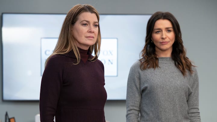 GREYÕS ANATOMY - ÒRidinÕ SoloÓ - Meredith and Amelia prepare a funding proposal for their AlzheimerÕs research. Meanwhile, Teddy and Owen hit a breaking point in their marriage, while Jules has an awkward encounter with Dr. Beltran. THURSDAY, MARCH 27 (10:00-11:00 p.m. EDT) on ABC. (Disney/Anne Marie Fox) 
ELLEN POMPEO, CATERINA SCORSONE