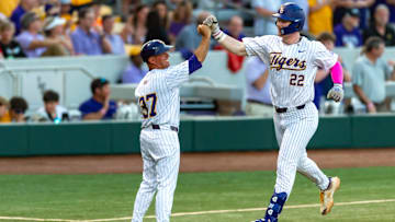 Jared Jones 22 Homerun, LSU Tigers take on Louisianas Ragin Cajuns at Alex Box Stadium in Baton Rouge, LA. Tuesday, March 25, 2025.