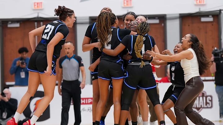 IMG Academy players celebrate their victory over Westtown in the semifinals of the 2025 Chipotle Nationals in Indiana.