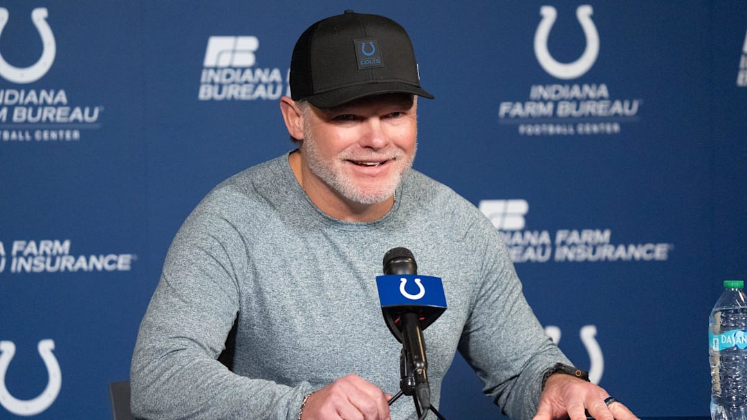 Indianapolis Colts General Manager Chris Ballard speaks with media Thursday, Jan. 8, 2026, at the Colts practice facility in Indianapolis.