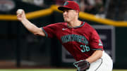 Arizona Diamondbacks closer Paul Sewald (38) throws to the Cincinnati Reds in the ninth inning at Chase Field in Phoenix on May 15, 2024.