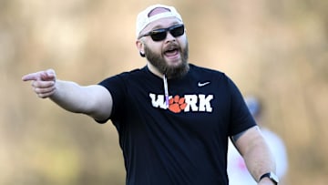 Clemson linebackers coach Ben Boulware during the first football practice at the Allen N. Reeves Football Complex at Clemson University in Clemson, S.C. Friday, February 28, 2025.