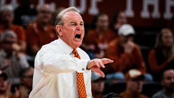 Texas Longhorns head coach Vic Schaefer yells to his team in the second half as the Longhorns take on the Vanderbilt Commodores at the Moody Center, Feb. 6, 2025.