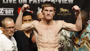 Ricky Hatton at the weigh-in for his upcoming IBO and junior welterweight championship bout against Manny Pacquiao 