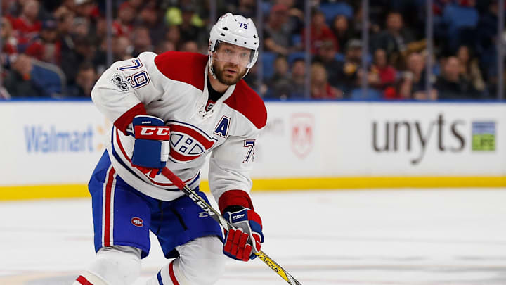 Apr 5, 2017; Buffalo, NY, USA; Montreal Canadiens defenseman Andrei Markov (79) during the game against the Buffalo Sabres at KeyBank Center. Mandatory Credit: Kevin Hoffman-Imagn Images Apr 5, 2017; Buffalo, NY, USA; Montreal Canadiens defenseman Andrei Markov (79) during the game against the Buffalo Sabres at KeyBank Center. Mandatory Credit: Kevin Hoffman-Imagn Images