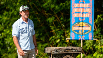 “The Devil’s Shoes” – A major shakeup hits the game when two tribes turn to three. New tribe members size each other up, but with only four players on each tribe, there is not much room to hide. Then, heat and exhaustion take a major toll on one castaway, on SURVIVOR, Wednesday, Oct. 29. Pictured (L-R): Jeff Probst. Photo: Robert Voets/CBS ©2025 CBS Broadcasting, Inc. All Rights Reserved.