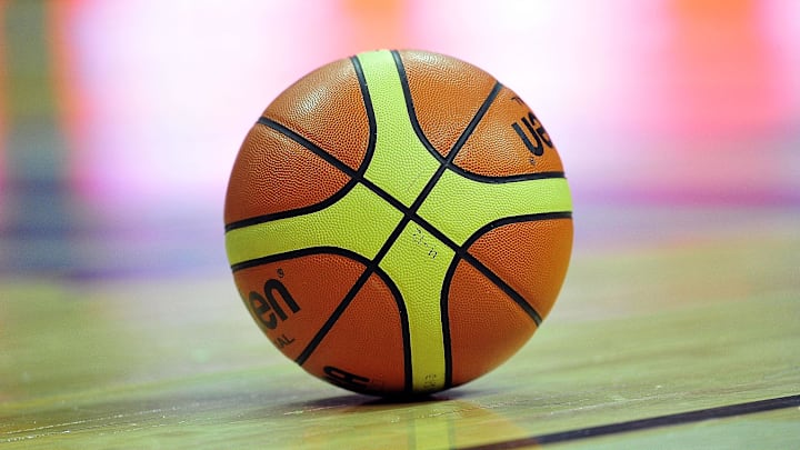 July 12, 2012; Las Vegas, NV, USA; General view of FIBA basketball during a stoppage in play as the United States play against the Dominican Republic in the second half at the Thomas and Mack Center. Mandatory Credit: Gary A. Vasquez-Imagn Images