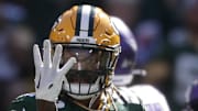 Green Bay Packers safety Xavier McKinney (29) celebrates an interception against the Minnesota Vikings last season.