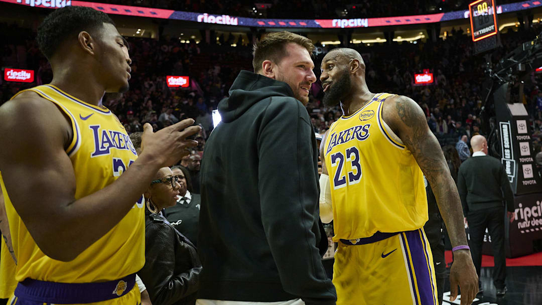 Rui Hachimura, Luka Doncic, LeBron James, Los Angeles Lakers