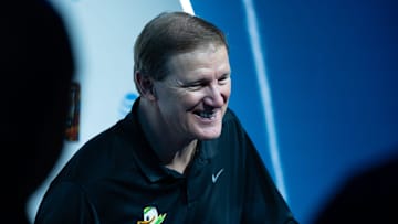 Oregon Ducks men’s basketball coach Dana Altman makes an appearance at the NCAA Men’s Final Four Fan Fest at the Phoenix Convention Center on April 7, 2024, in Phoenix.