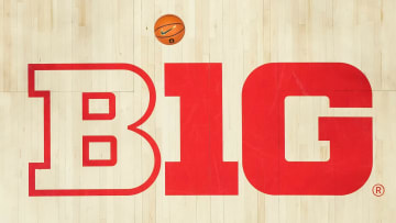 Jan 21, 2024; Columbus, Ohio, USA; Iowa Hawkeyes guard Caitlin Clark (22) shoots a free throw over the Big Ten Conference logo during the NCAA women   s basketball game against the Ohio State Buckeyes at Value City Arena. Ohio State won 100-92.