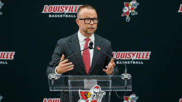 Louisville Basketball coach Pat Kelsey speaks as he is introduced as the new head coach of UofL