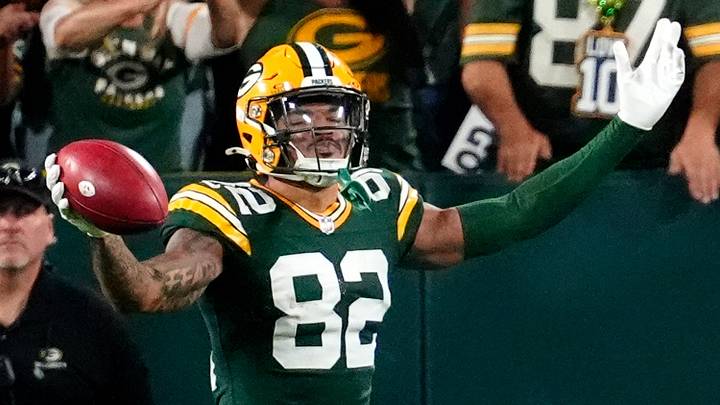 Green Bay Packers wide receiver Will Sheppard (82) celebrates after returning a punt for a touchdown against the Arizona Cardinals during their preseason football game Friday, Aug. 28, 2026, at Lambeau Field in Green Bay, Wisconsin.
Wm. Glasheen/Appleton Post-Crescent