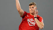 Ohio State Buckeyes quarterback Will Howard throws during the pro day for NFL scouts at the Woody Hayes Athletic Cente on March 26, 2025.