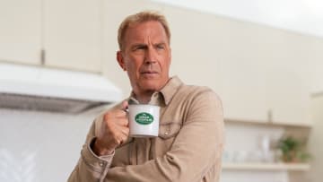 Kevin Costner with a GMCR Mountainside Mocha Latte 