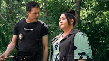 Kevin Bacon (Hub Halloran), Jolene Purdy (Midge) in The Bondsman on Prime Video