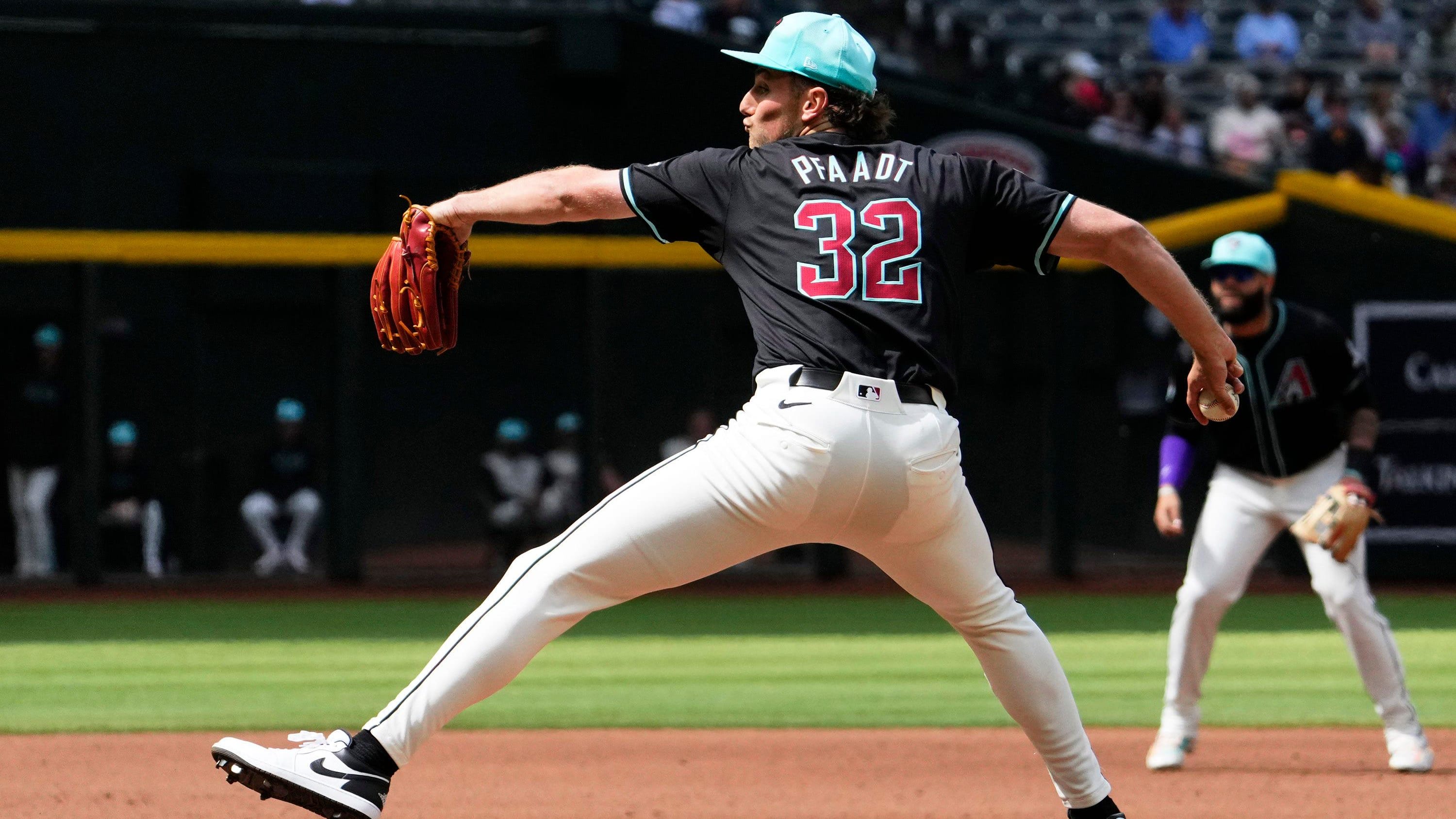 Arizona Diamondbacks right-handed pitcher Brandon Pfaadt pitches against the Cleveland Guardians at Chase Field.