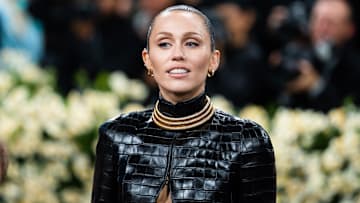 Miley Cyrus attends the 2025 Met Gala Celebrating "Superfine: Tailoring Black Style" in New York City.
