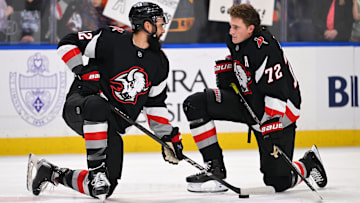 Buffalo Sabres forwards Jordan Greenway and Tage Thompson