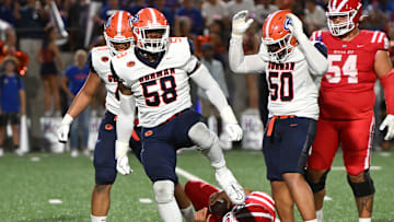 Bishop Gorman defensive tackle James Carrington celebrates after sacking Mater Dei quarterback Ashton Beierly in last week's 31-15 loss, breaking the Gaels' 27-game win streak. 