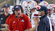 Jacksonville State Head Coach Rich Rodriguez reacts to a play during college football action at AmFirst Stadium in Jacksonville, Alabama October 9, 2024. (Dave Hyatt / Special to the Gadsden Times)