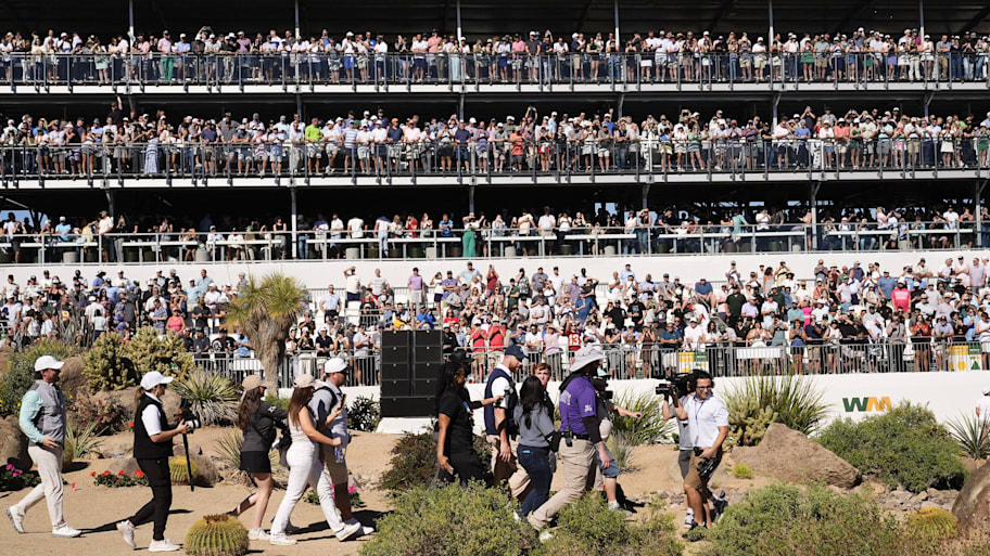 Kansas City Chiefs star Travis Kelce walks to the 16th green during the Pro-Am at the WM Phoenix Open on Feb. 4, 2026.