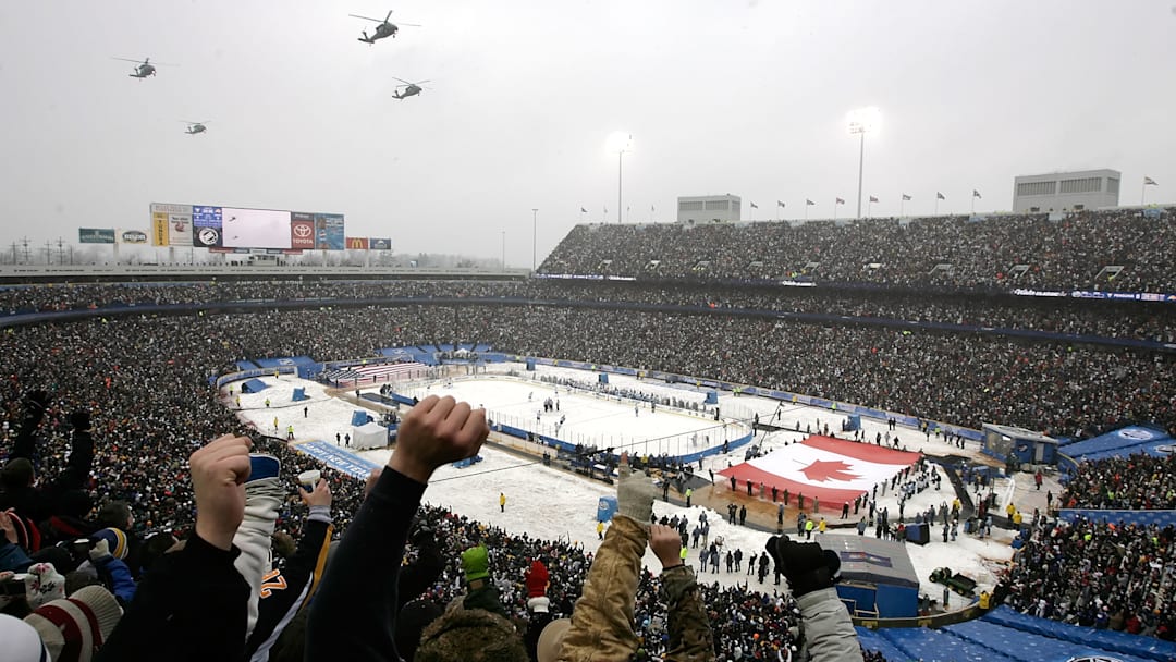 Ralph Wilson Stadium, home of the NFL's Buffalo Bills, hosted the first NHL Winter Classic between the Sabres and Penguins.